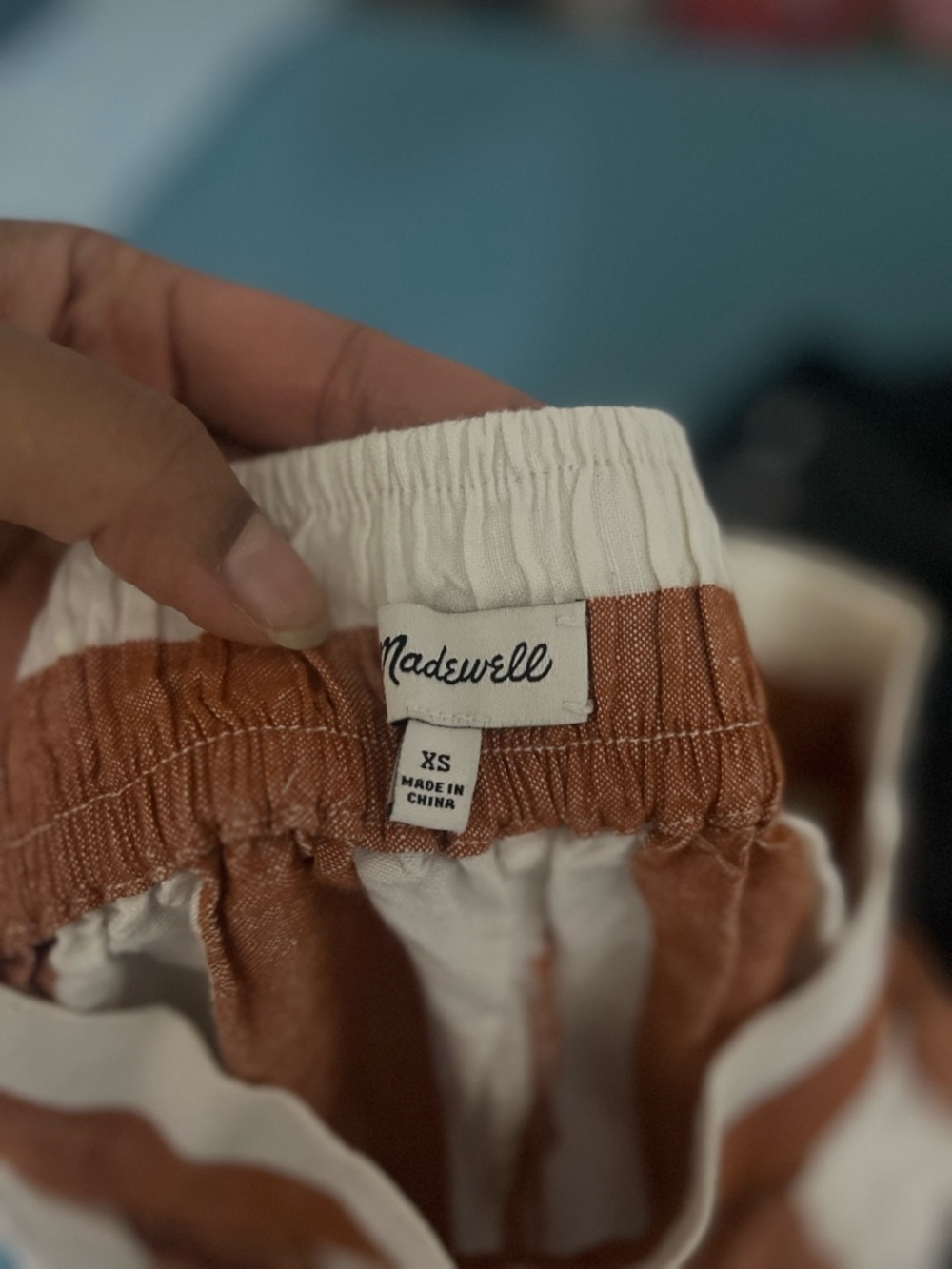 Madewell Vertical Stripe Wide-Leg Pants in Rust and White - Picture 6 of 6
